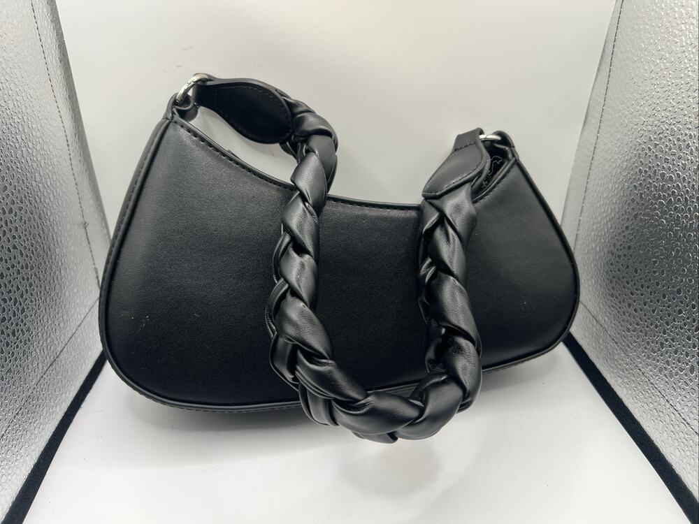 Forever 21 Black Shoulder Purse With Braided Handle